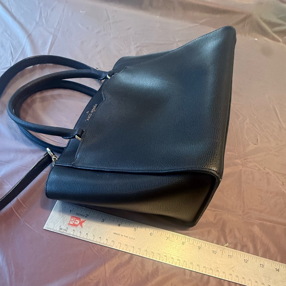 kate spade Black Leather Structured Tote with Shoulder Strap - Picture 7 of 10